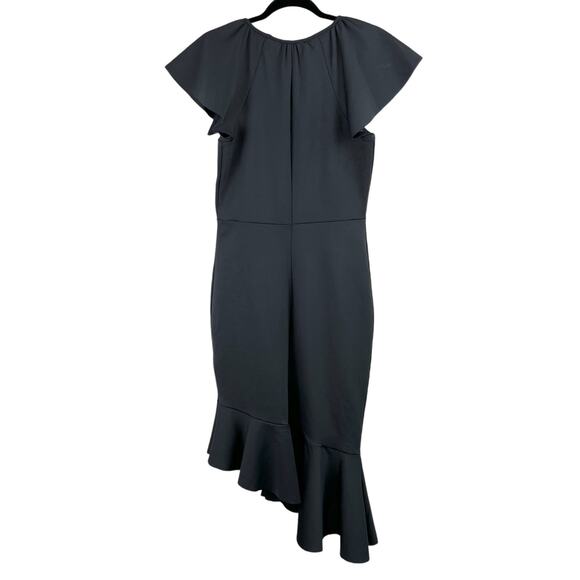 Rachel Parcell Black Ruffle Interlock Scuba Asymmetric Midi Dress XL NWOT - Picture 4 of 13